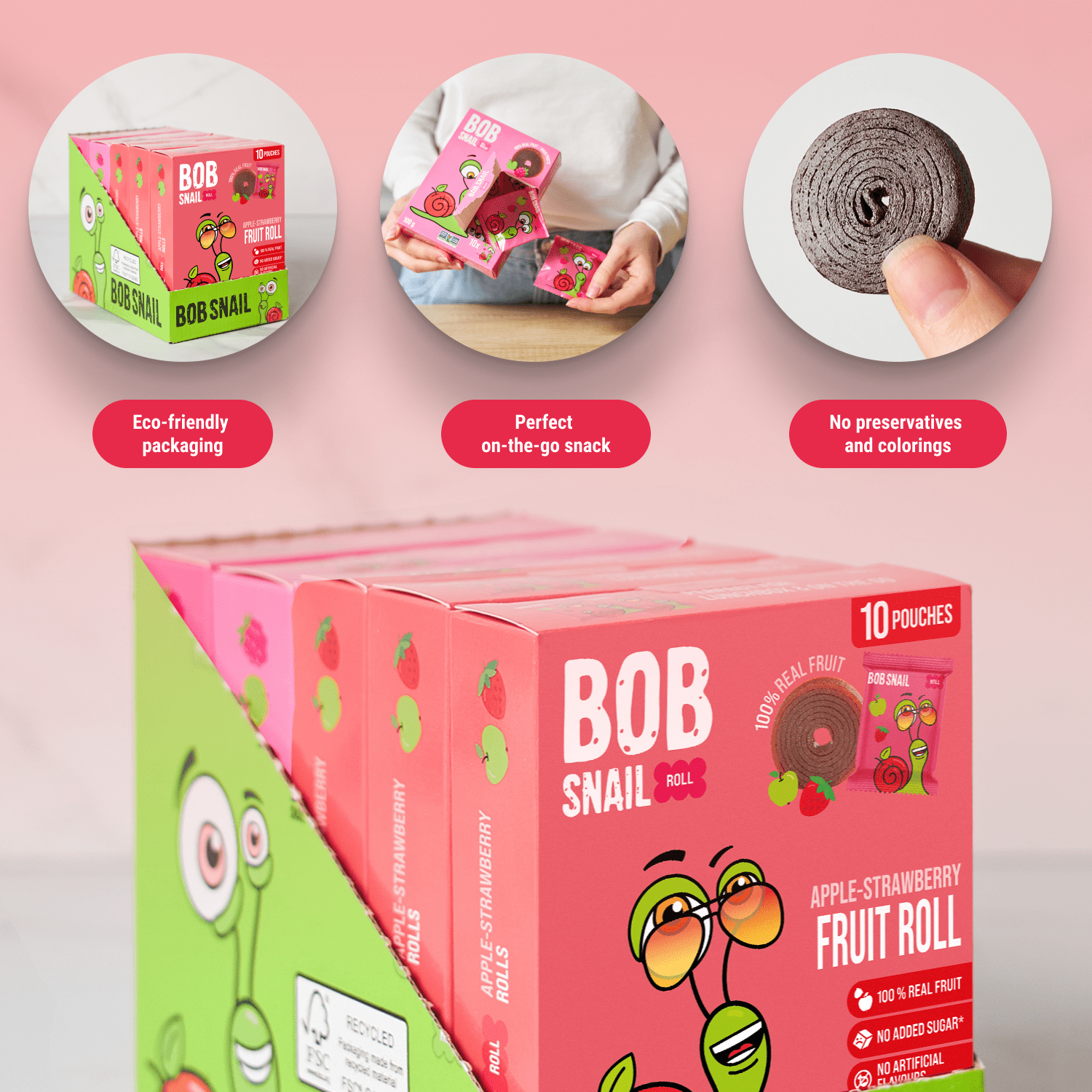 Bob Snail Berry Mix Gluten-Free Fruit Roll Ups, 50 Pieces
