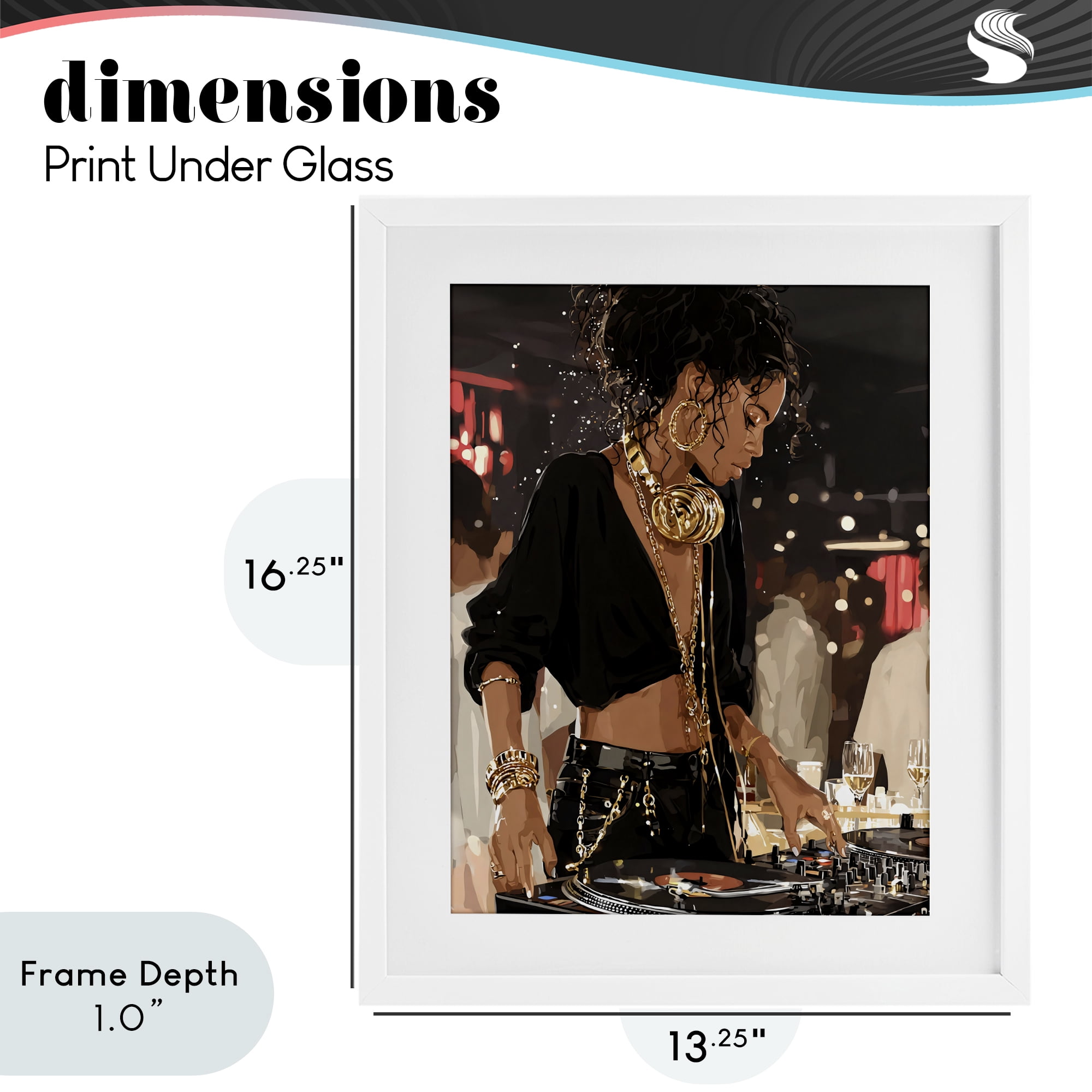 Stupell Industries Touches Of Gold DJ White Framed Print Under Glass, design by Franklyn Gregory