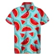 thumbnail image 4 of Camisa hawaiana con estampado de sandía colorida, blusas de verano de manga corta con botones y estampado 3D de frutas, ropa para hombre, blusa con solapa, 4 of 5