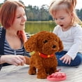 thumbnail image 5 of Sulaicai Robot Dogs Realistic, Wuffy Realistic Interactive Walking Plush Robot Dog Toy - Touch Sensing, Voice Mimic, Licking Motion, Leash Remote, Battery Powered (Coffee), 5 of 9