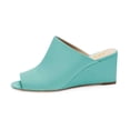 thumbnail image 2 of YDN Women Comfortable Peep Toe Slipper Pumps Slip On Wedge High Heels Backless Sandals Office Causal Slide Shoes Size 7.5 Turquoise, 2 of 4