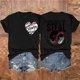 thumbnail image 2 of Camisetas de Manga Corta para Mujeres Beisbol Amor Doble Cara Impresión Cuello Redondo Camiseta, Top de Verano Casual, 2 of 3
