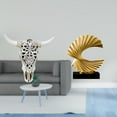 thumbnail image 2 of 2 Pieces Ocean Wave Sculpture Skull Wall Sculpture Resin Cow Head Wall Decor Creative Pattern for Home Bedroom Office, 2 of 8