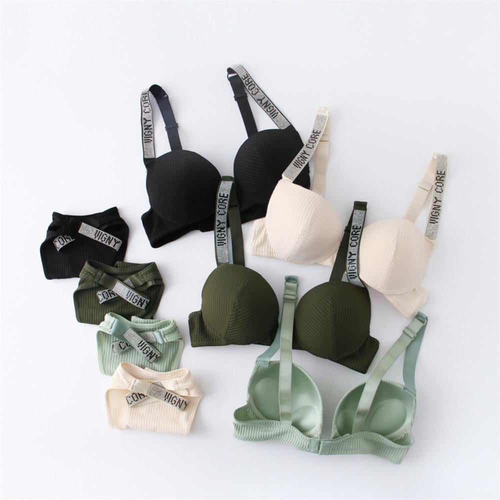 Women Fashion Push Up Bra Panty Set Underwear Breathable Ribbed