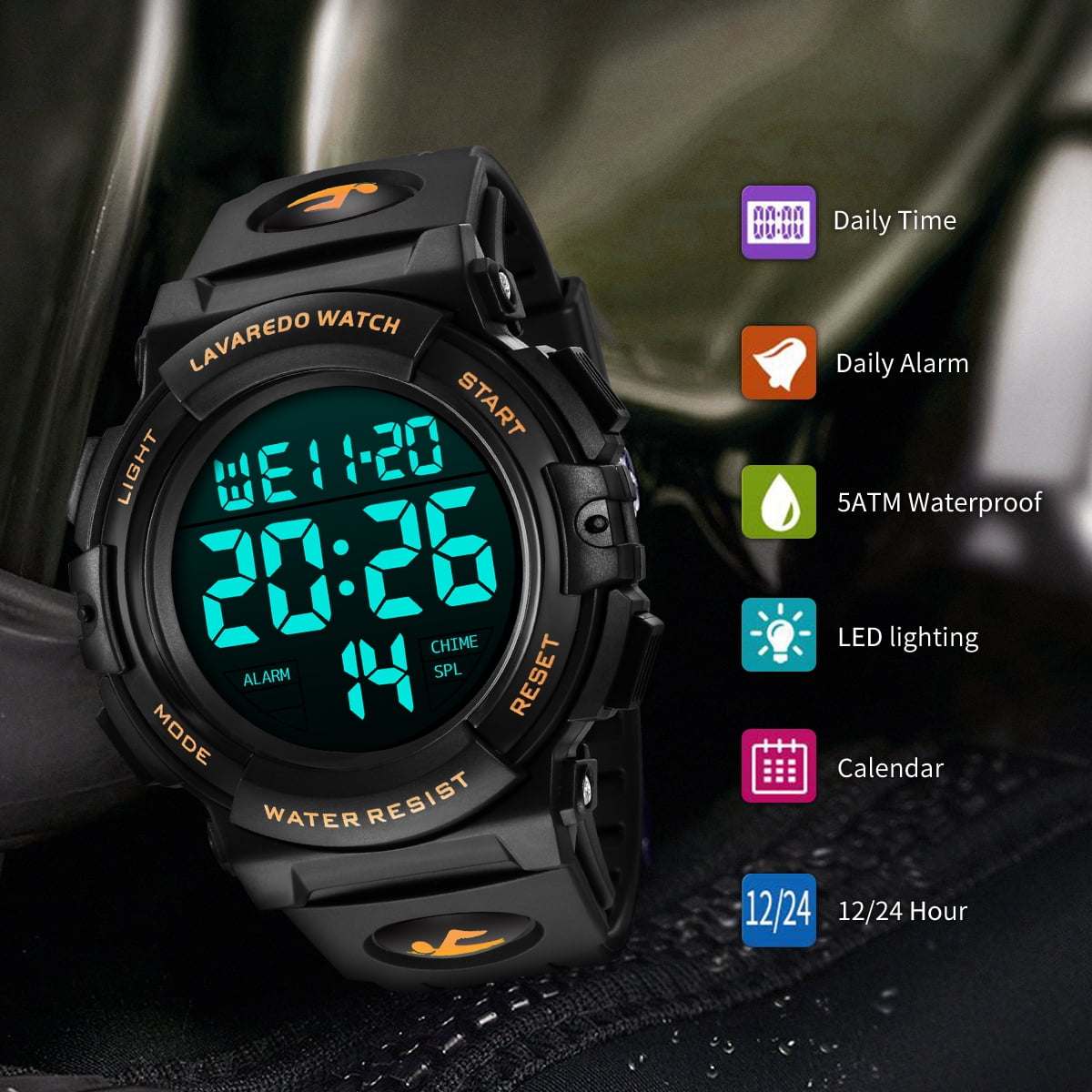 Digital watch 2024 with light