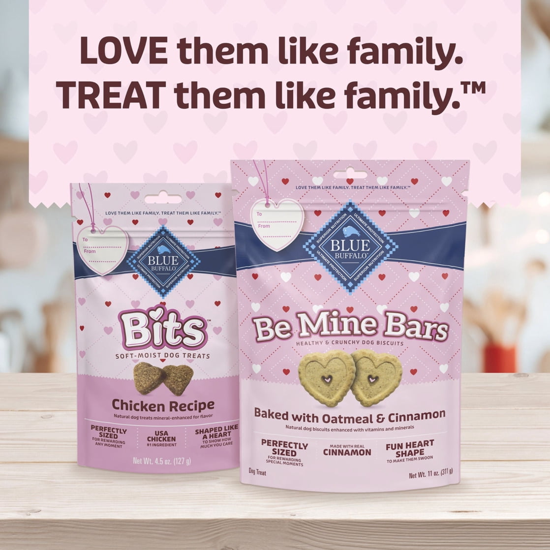 Blue Buffalo Bits Valentine Soft Dog Treats for Training, Chicken Recipe, Enhanced with DHA, 4.5oz Bag