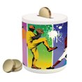 thumbnail image 1 of Baseball Piggy Bank, Players in Different Positions in Playground Action Catcher Pitcher Modern Sports, Ceramic Coin Bank Money Box for Cash Saving, 3.6" X 3.2", Multicolor, by Ambesonne, 1 of 4