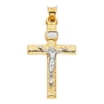 thumbnail image 2 of 14K Two Tone Gold Crucifix Cross Pendant with 1.2mm Singapore Chain Chain Necklace - 22", 2 of 6