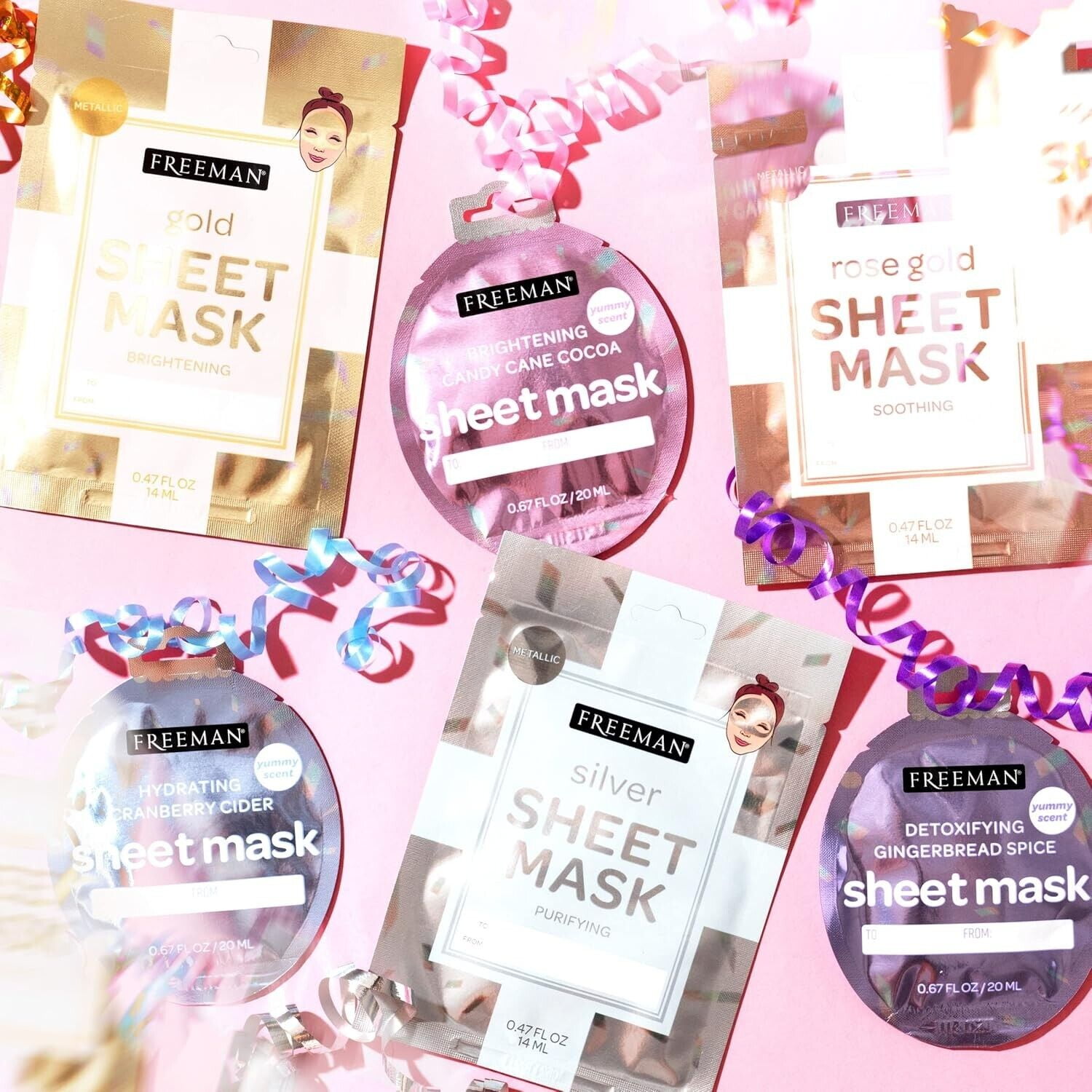 Freeman Face Sheet Masks Hydrating Cranberry Cider - Holiday Edition set of 24