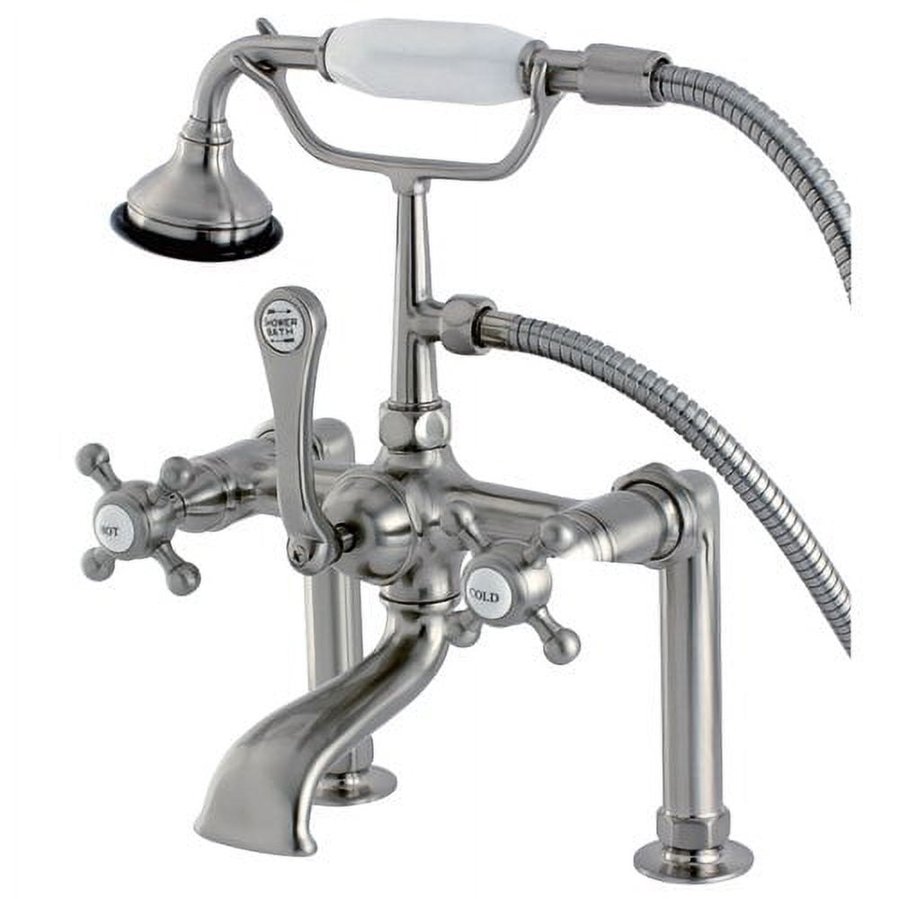 Kingston Brass AE103T2BX English Country Deck Mount Clawfoot Tub Faucet Polished Brass