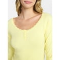 thumbnail image 4 of No Boundaries Long Sleeve Henley Top with Lace Trim, Women's XXS-XXL, 4 of 5