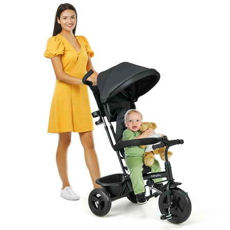 Infans 4-in-1 Multifunctional Tricycle Kids Trike w/ Removable Canopy & Push Handle