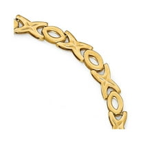 Leslie's Real 14kt Yellow Gold Polished XOXO Chain Bracelet; 7 inch; Lobster (Fancy) Clasp; for Adults and Teens; for Women and Men