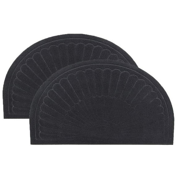 2PCS Half Round Door Mat Mud Dirt Trapper Shoe Scraper Mat Entry Mat Rugs for Front Door