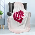thumbnail image 4 of Love Soft Flannel Fleece Blanket, Heart Background Valentines Day Pattern Amour Ornamental Vintage Inspirations, Cozy Plush for Indoor and Outdoor Use, 50" x 60", Pale Pink Red White, by Ambesonne, 4 of 5