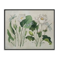 Stupell Industries Tranquil Lilies Vintage Plants & Flowers Painting Black Framed Art Print Wall Art, 14 x 11