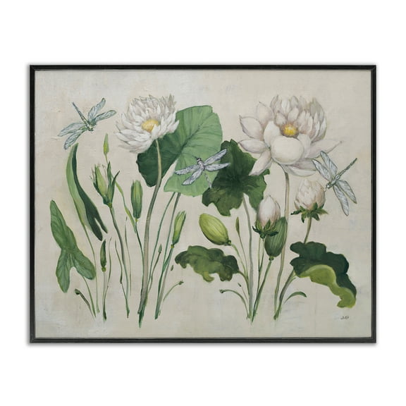 Stupell Industries Tranquil Lilies Vintage Plants & Flowers Painting Black Framed Art Print Wall Art, 14 x 11