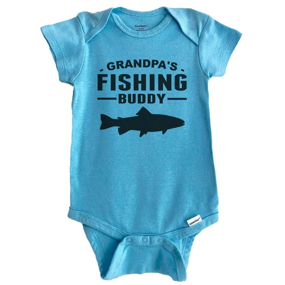Grandpa's Fishing Buddy Cute Baby Bodysuit for Grandchild (Blue), 0-3 Months