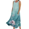thumbnail image 1 of Birdeem Robe d'Été Aguichant pour Femmes Robe Longue Imprimée Sans Manches et en Lin Col Rond Robe d'Été Longue pour Femmes, 1 of 5