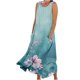 thumbnail image 1 of Vestido de Verano para las Mujeres sin Mangas Lino-Look Impreso Maxi, Suelto Fluido Y Vestido Sexy de Moda para las Mujeres, 1 of 5