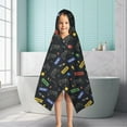 thumbnail image 6 of Black Controllers Games Icons Black Pattern Hooded Bath Towel，50"x30" for Ages 3 To 12 Kids, Quick Dry Lightweight Soft Microfiber Hood Beach Towel Cover Up for Kids, 6 of 7