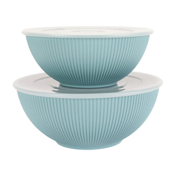 Mainstays Blue 4-Piece Eco-Friendly Recycled Plastic Serve Bowl Set