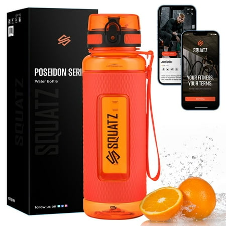 Squatz 40 Oz Poseidon Series Water Bottle for Protein & Fruit Shakes Quality Wide Mouth Gym Flask