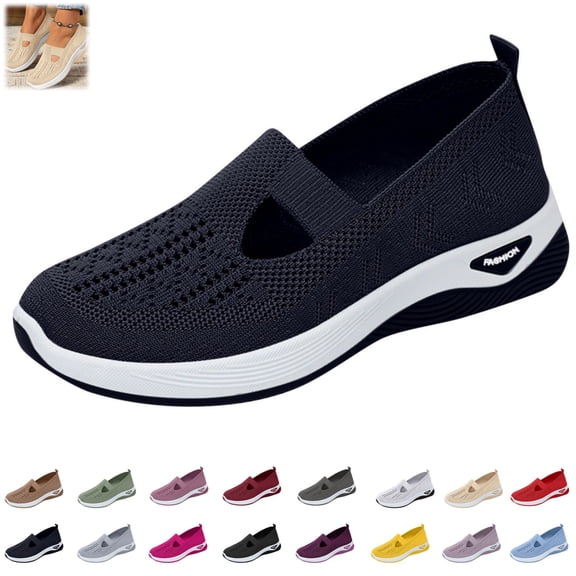 Mfakffe Orthopedic Shoes for Women Casual Outdoor Mesh Breathable Walking Shoes Lightweight Non-Slip Sneaker(Blue)