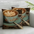 thumbnail image 3 of QZHH  Oil Painting Retro Throw Pillow Cover Coffee Theme Decorative Java Coffee Cup Words Design Pillow Case Home Decor Square Cushion Cover for Home Sofa Office, 3 of 5