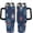 style-12, variant on 40oz Tumbler with Handle, Red White Blue Floral Bursts Printed Stainless Steel Travel Mug, Insulated Car Cup with Straw, Keeps Drinks Hot & Cold, Personalized Gift for Women & Men