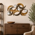 thumbnail image 2 of DecMode Contemporary Curved Metal Stips with Indigenous Patterns Wall Décor, 24"W x 40"H Features Gray, Brown, Maroon and Yellow Polished Finish, 2 of 13