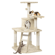 Topeakmart 47.5'' H Multi Level Indoor Cat Furniture Cat Tree with Scratching Post & Lounger & Ladder & Fur Ball Beige