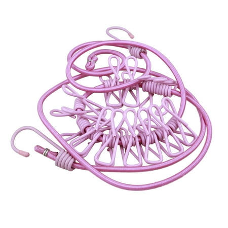 

Awuniuwa Drying Rope Pink Portable Outdoor Clothesline with 12 Clothespins Beach Windproof Clothes Rack Super Elastic Clothesline Metal + Rope (Clearance) 7.9*7.9*1.2Inch Contain： 1X Drying Rope