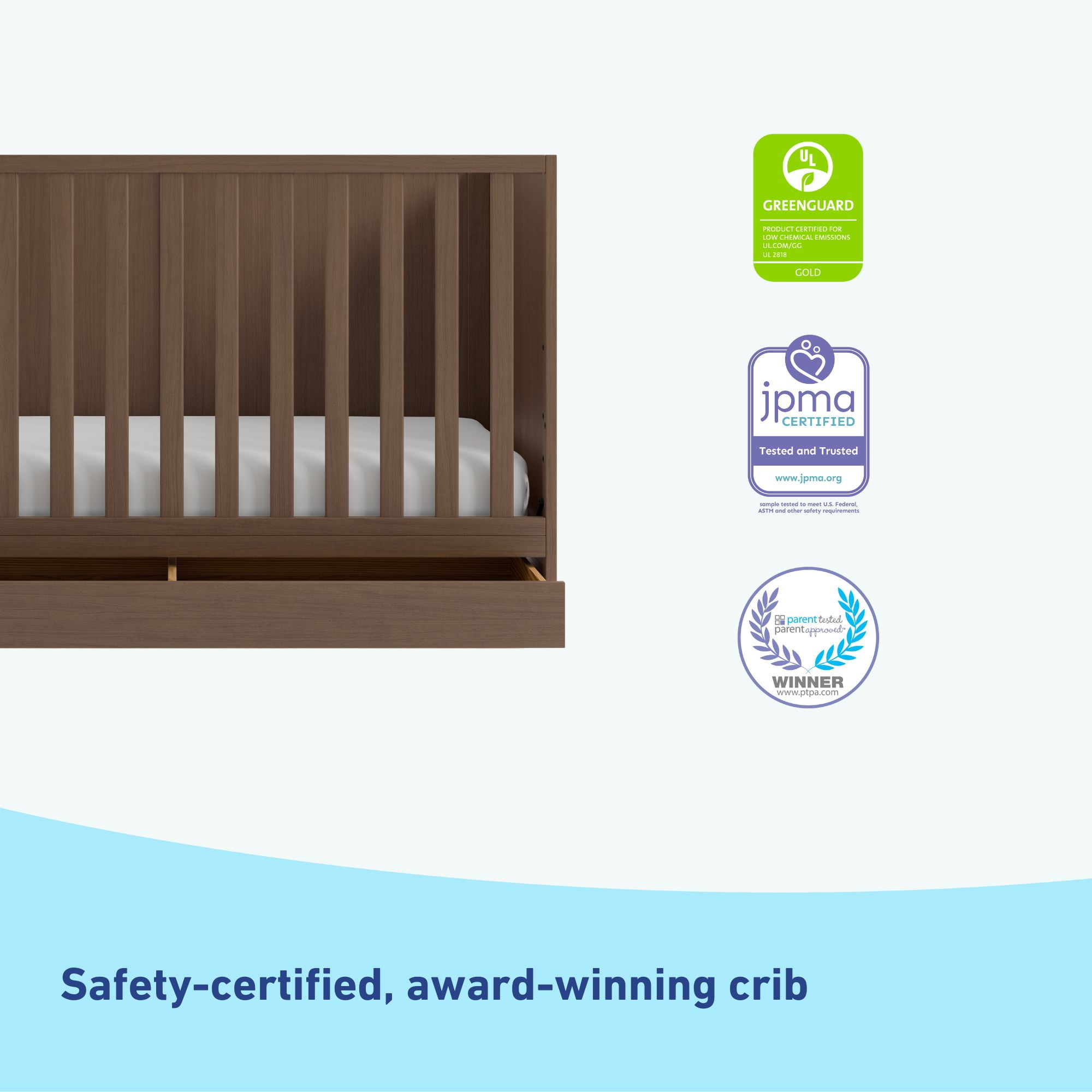 Graco Theo 3-in-1 Convertible Baby Crib with Drawer, Hazelnut