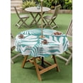 thumbnail image 4 of Outdoor Tablecloths with Umbrella Hole & Zipper, Palm Tree Monstera Round Tablecloths 60 Inch, Turquoise Teal White Leaf Boho Botanical Waterproof Table Cloth, Patio/Pool/Picnic Table Covers, 4 of 8
