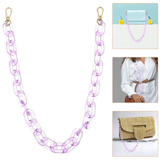 OULII Handle Bag Chain Chain Handles Acrylic Transparent Purple 1Set Fashion Enthusiasts