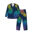 thumbnail image 1 of Balery Abstract Bright Pineapple Fruit Retro Pijama para Hombre de Dos Piezas con Manga Larga, Conjunto de Dormir y Descanso Suave con Bolsillos-Medium, 1 of 7