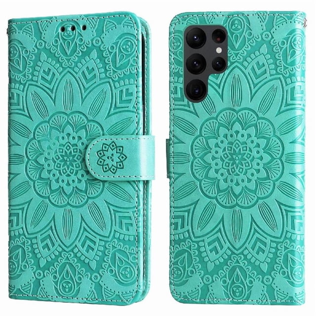 Funda tipo cartera GANGXUN para Samsung Galaxy S23 Ultra , diseño girasol, cuero PU, soporte, cierre magnético, tarjetero