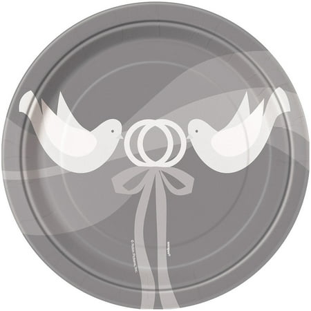 Silver Wedding Paper Plates 7 In 8ct Walmart Com