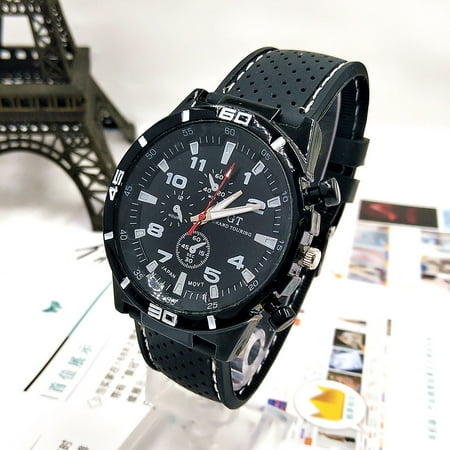 White Dial Watches Watch Men Fashion Silicone Watchband Round Dial Quartz Wristwatch Sports Wrist Watch white ()