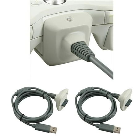 Insten For Xbox 360 2X Wireless Game Controller USB Charging Cable Replacement Charger - Bundle Set