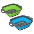 thumbnail image 1 of Juego de coladores plegables Uxcell, colador cuadrado de silicona de 2 tamaños para pasta, verduras, frutas - Azul grande, verde pequeño, 1 of 1