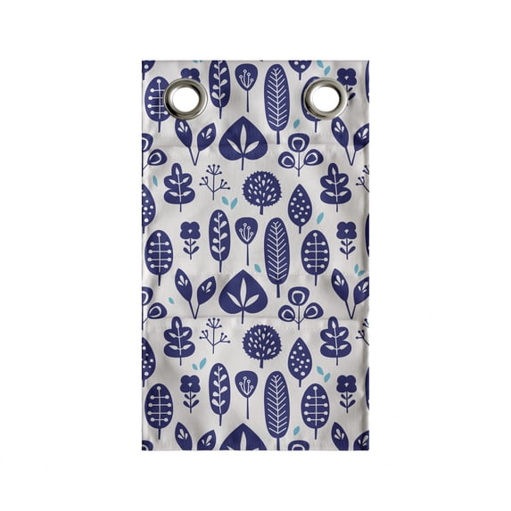 Floral Hanging Pocket Organizer, Repetitive Autumnal Trees Flowers Illustration, Printed Polyester Storage Bag with Pockets, 9" x 16", Dark Lavender Ivory