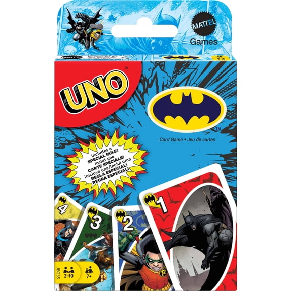 Juego de cartas Mattel Games UNO Batman Comics para niños y adultos