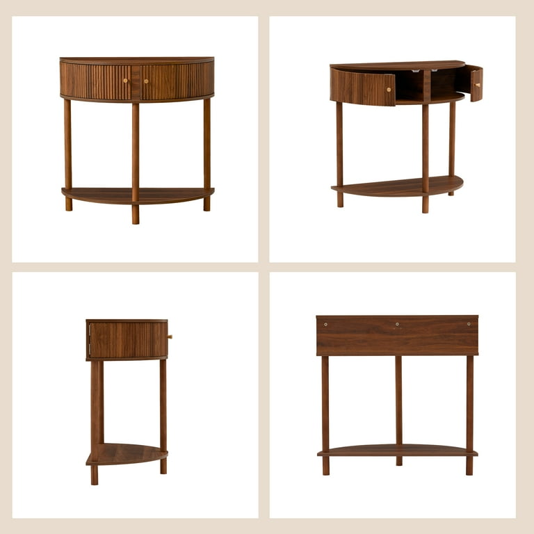 PHOYAL Fluted Half Moon Console Table with Drawers and PHOYAL Fluted Half Moon Console Table with Drawers and