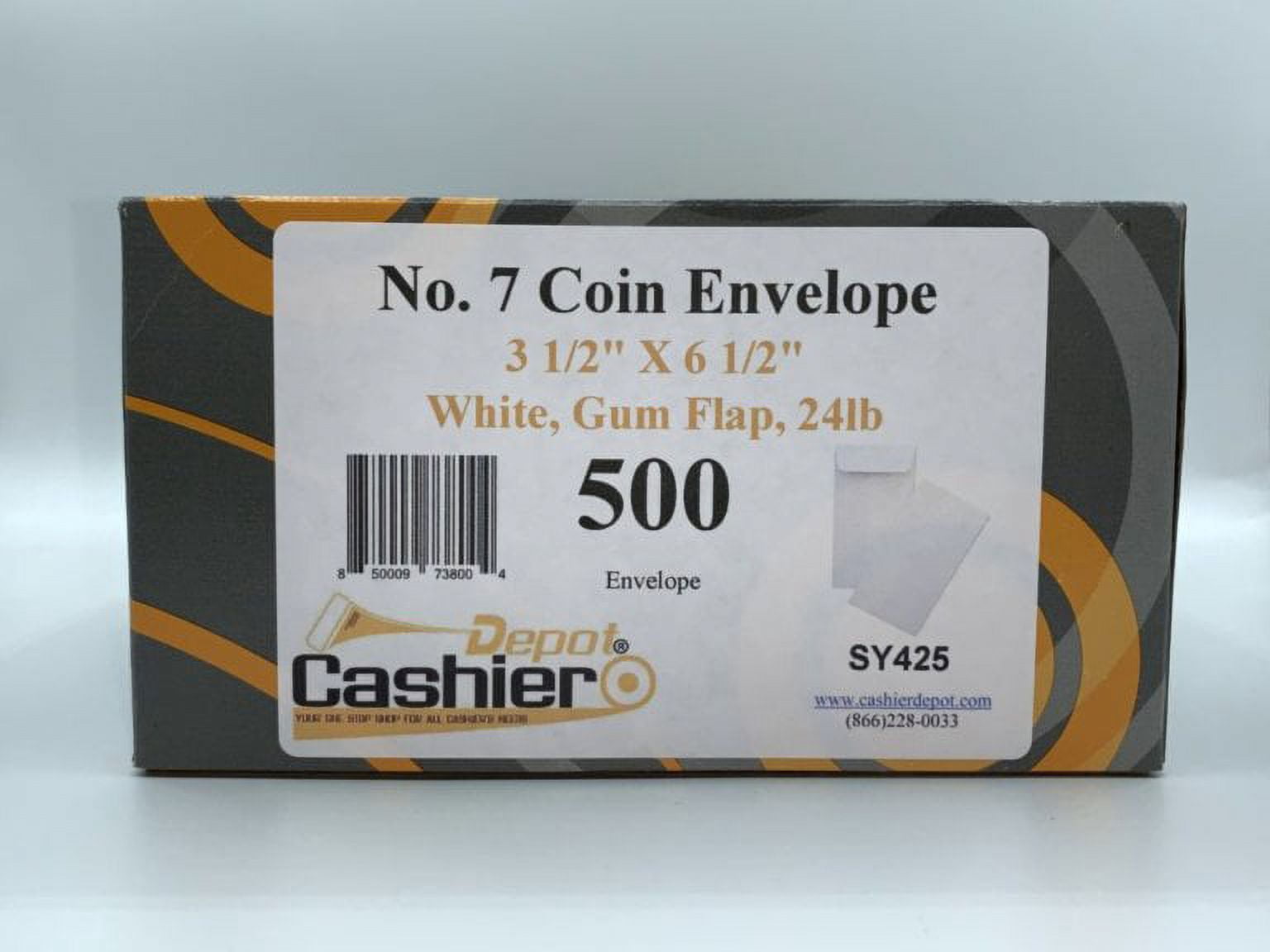 Cashier Depot Coin/Cash/Small Parts #7 White Envelopes, 3-1/2" X 6-1/2", 24lb, 1000/Box, Item# SY425…