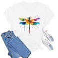 thumbnail image 5 of GEWSEY Women's Dragonfly Graphic Tees Trendy Casual Loose Summer Funny Cute Printed Short Sleeve Shirts Tops (White, 3XL), 5 of 8