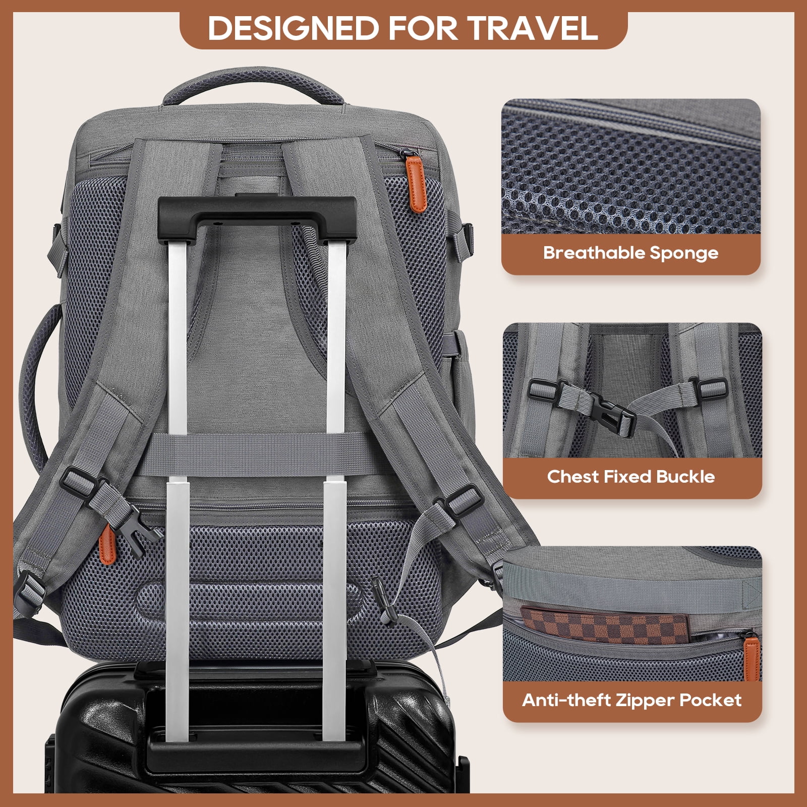 Joyway 2-Piece Travel Backpack Set Airline-Approved Waterproof Carry-On Luggage with USB Charging Port Comfortable Straps & Matching Toiletry Bag