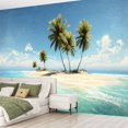 thumbnail image 2 of Peel and Stick Wallpaper Dreamlike Island Tropical Beach Palm Trees Clear Water Island Modern Art Wall Mural Decor Self Adhesive and Removable 69in x 98in, 2 of 8