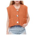 thumbnail image 2 of Womens Vest Cropped Sleeveless Sweater for Cute and Playful Outfits Women's Sleeveless Knit Cardigan Vest With Pockets And Buttons Solid Color Short Style, 2 of 8